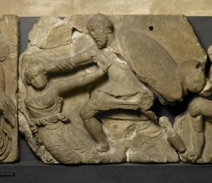 Frieze of warrior and woman