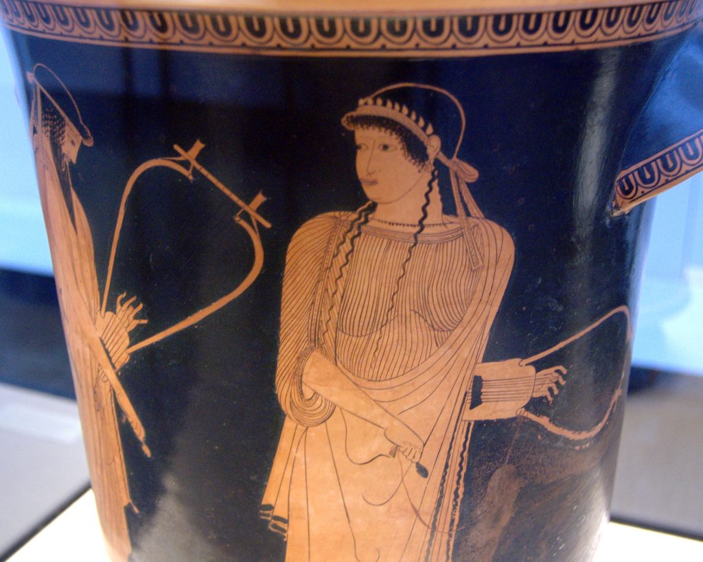 Vase depicting Sappho with stray tendrils of hair