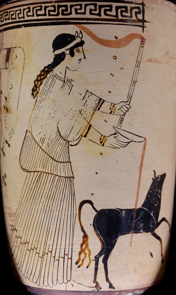 Vase painting: Artemis with long hair