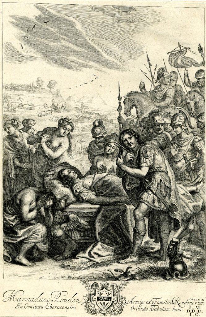 Engraving: Achilles cutting a lock from his hair