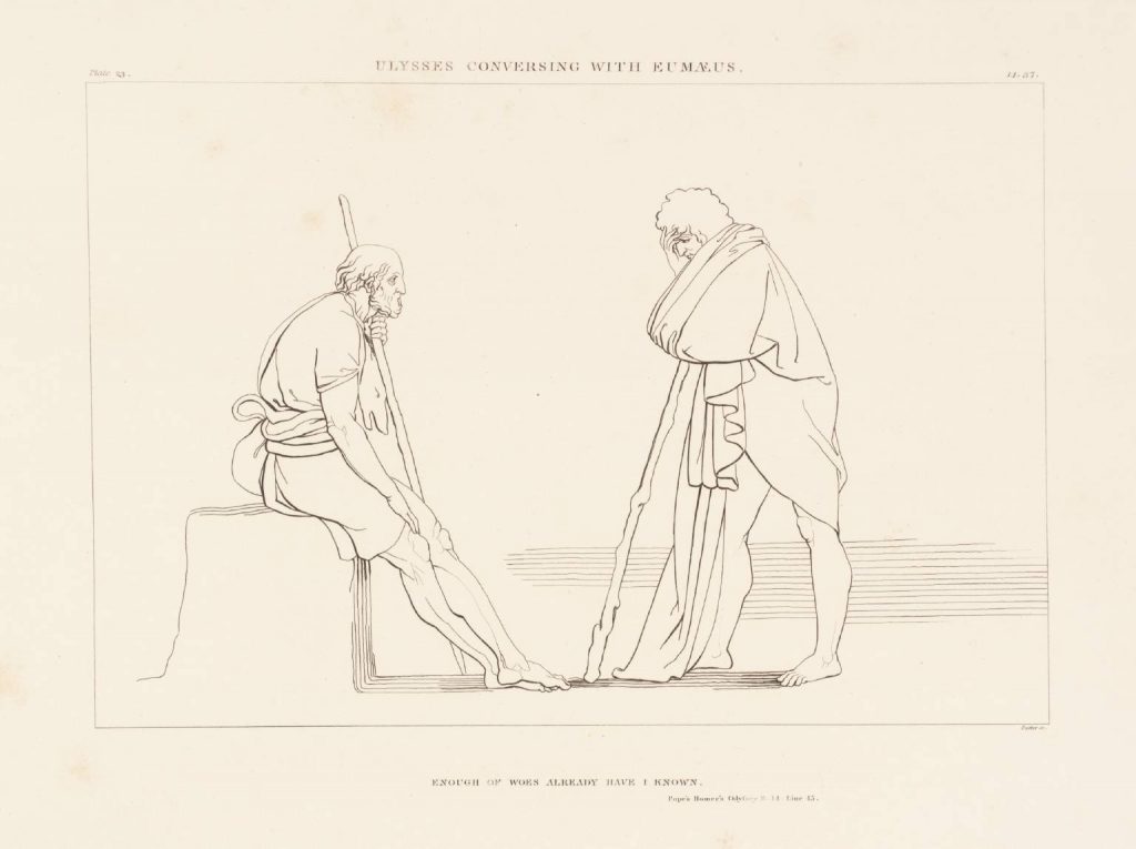 Engraving: Eumaios with Odysseus