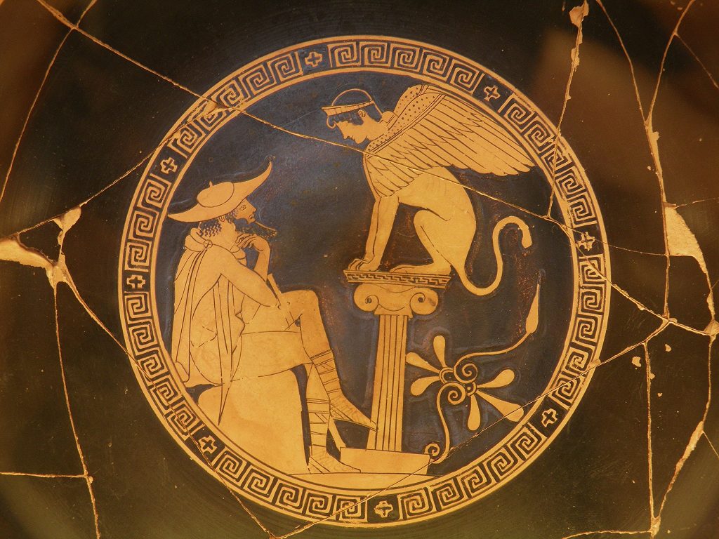 Oedipus and the Sphinx, vase painting