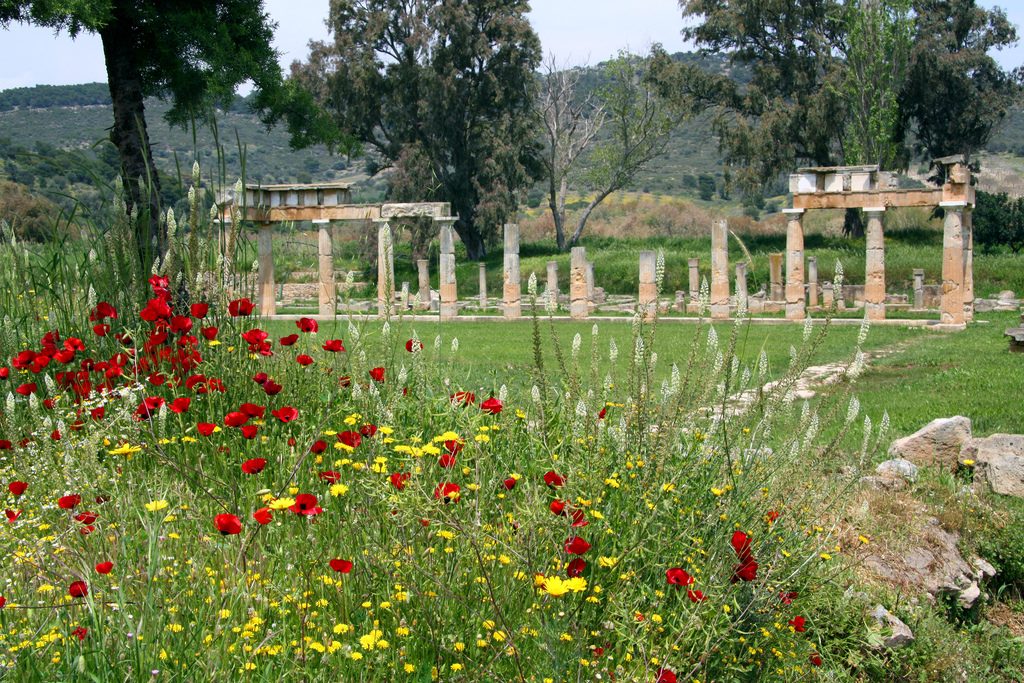 Temple with flowers