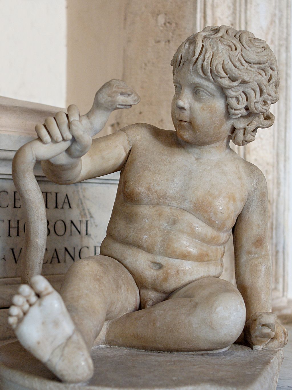 Baby Herakles with snake