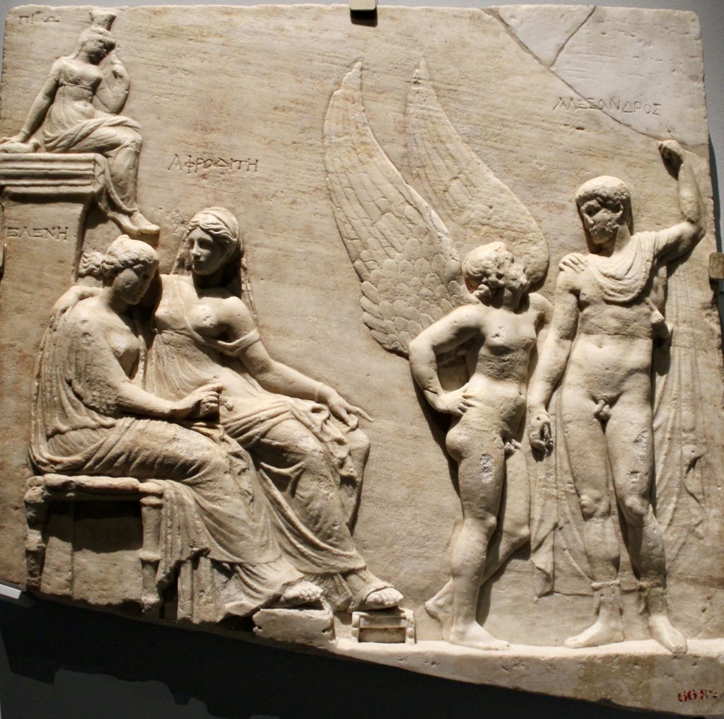 Relief of gods at the meeting of Helen and Paris