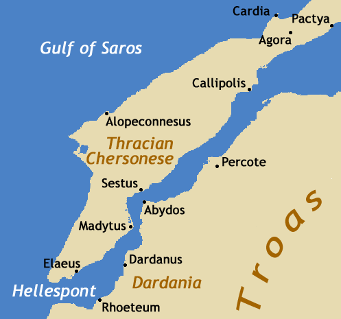 Map showing Sestos