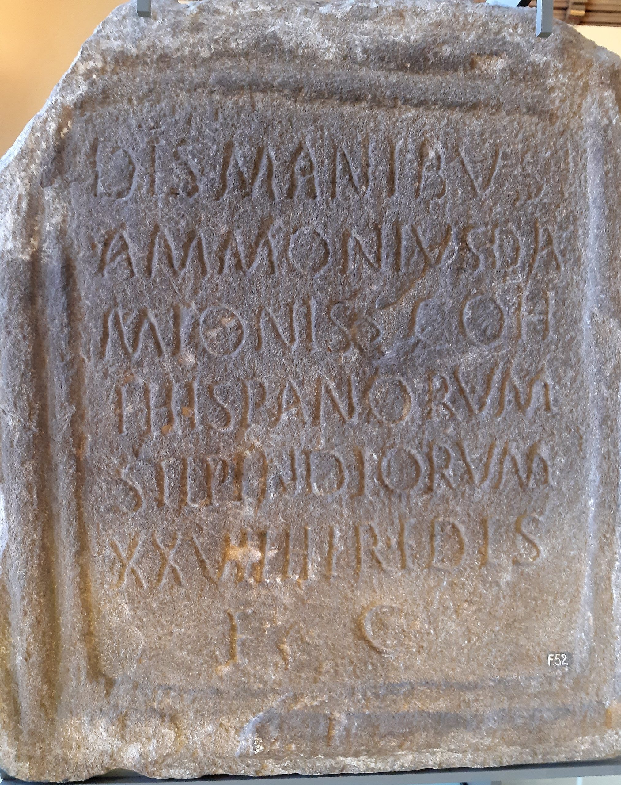Tombstone of Ammonius centurion 1st Cohort of Spaniards 27 years service