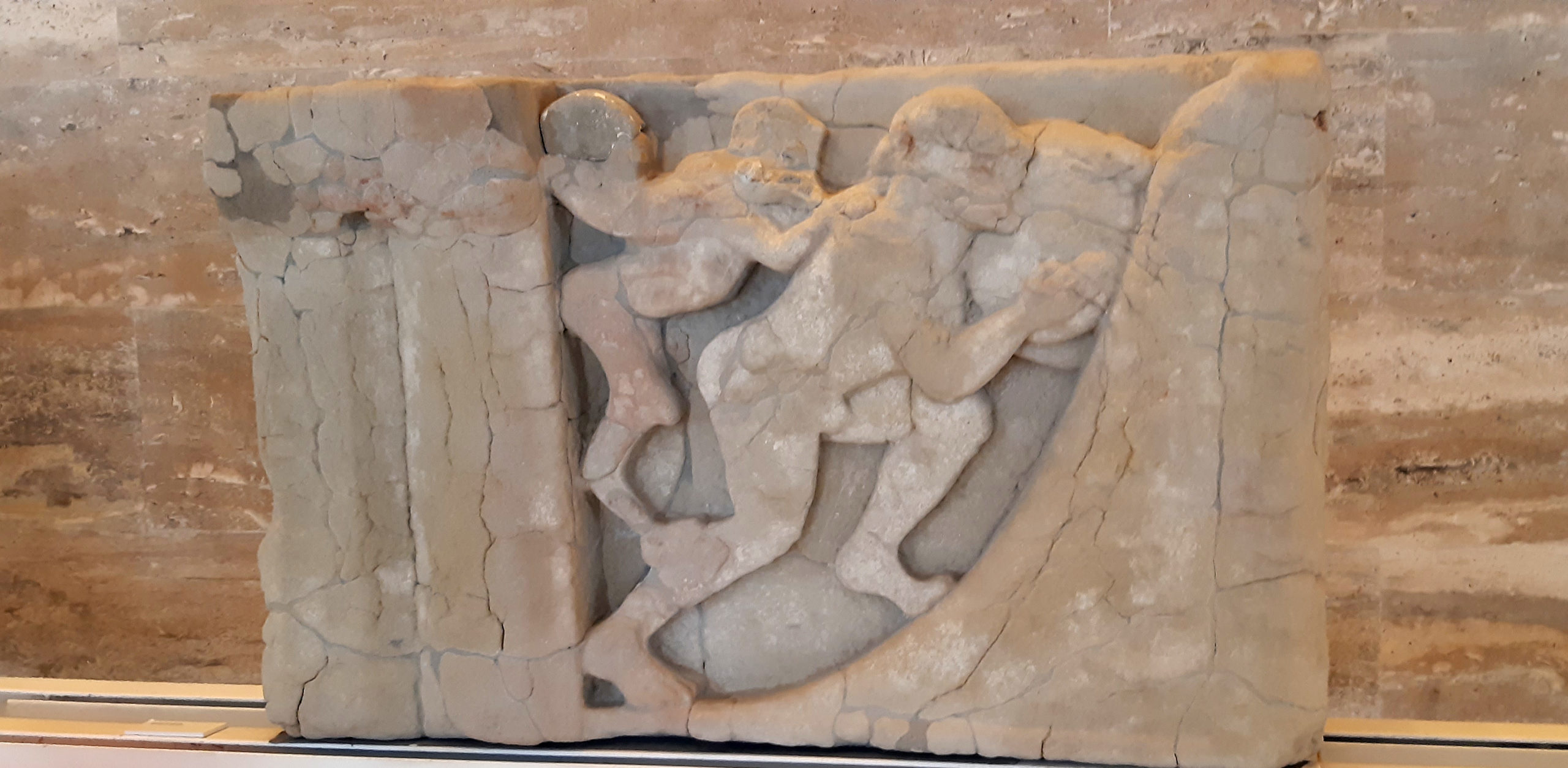 Photo: metope depicting Sisyphus with the rock