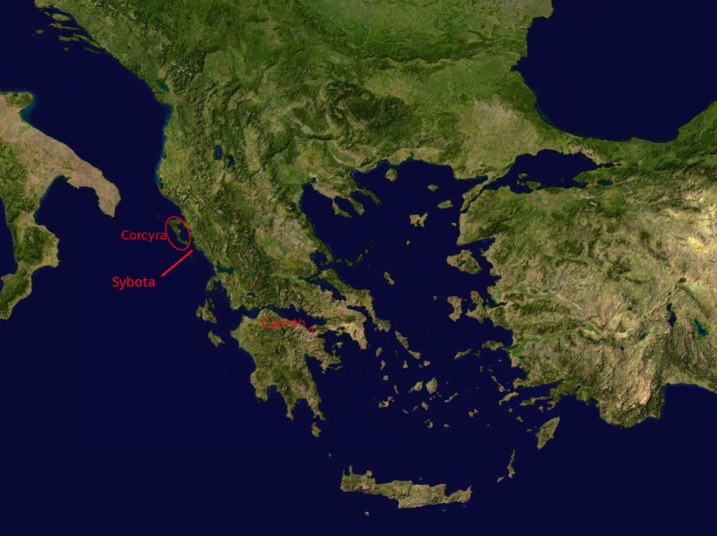 Map of Greece showing locations