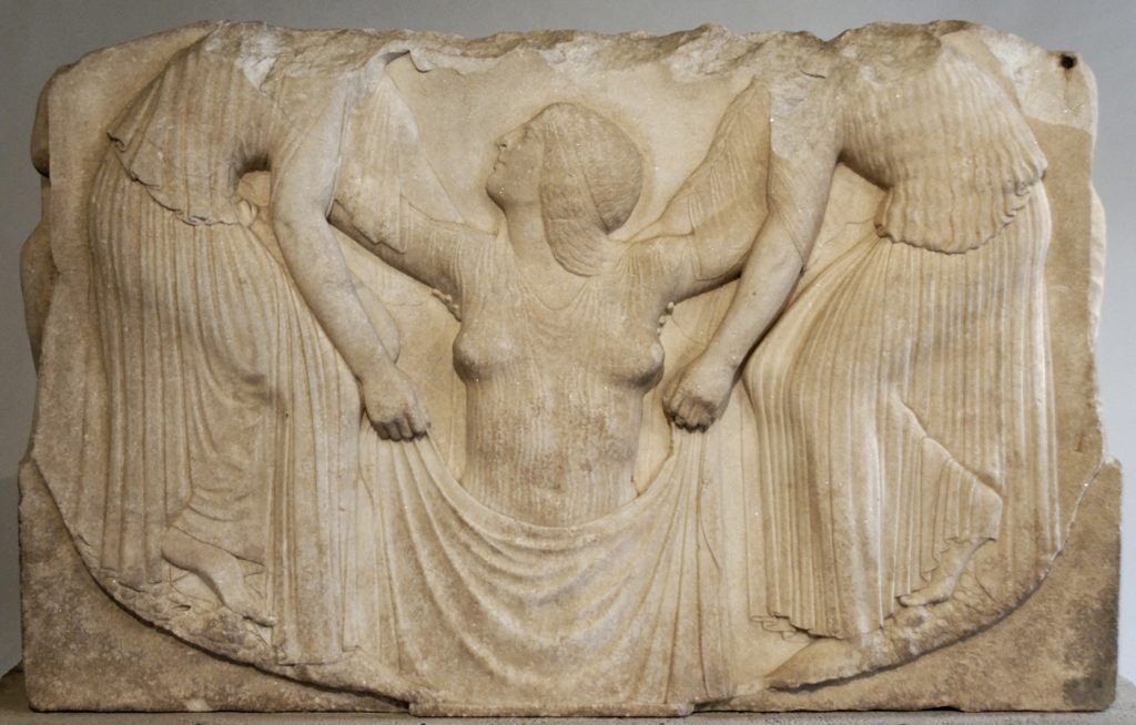 Marble relief: birth of Aphrodite