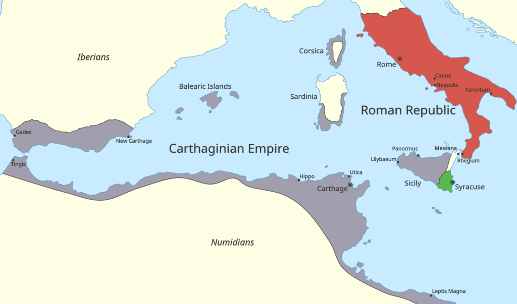 Map: locations in First Punic War