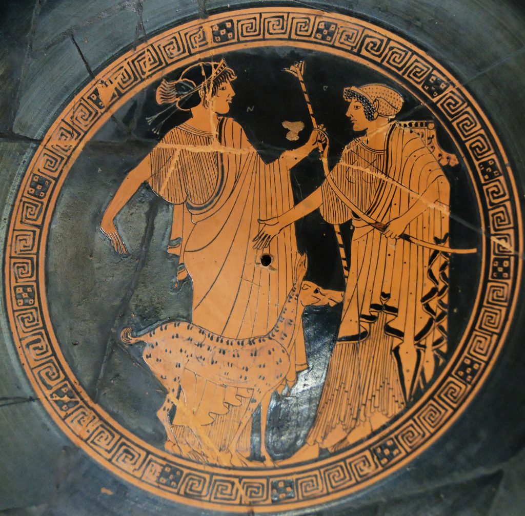 Greek vase: Artemis and Apollo