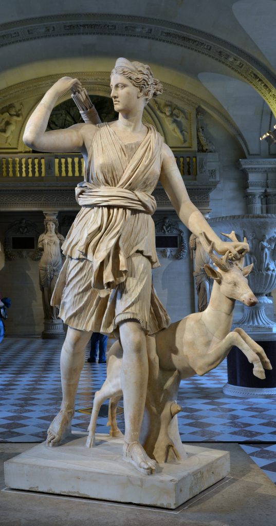 Sculpture: Artemis hunting, with deer