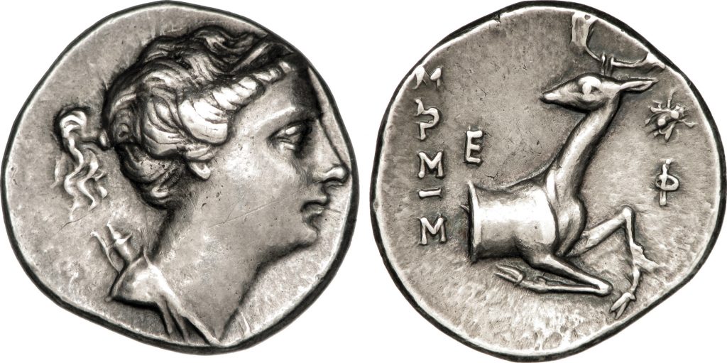 Coin: Artemis, and deer