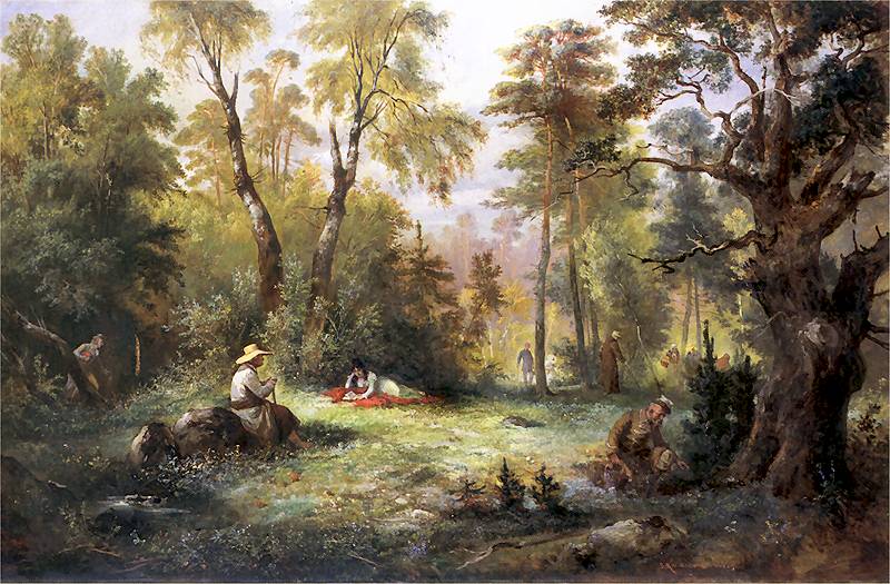 Painting: mushroom picking 1860