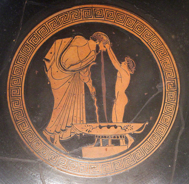 Greek vase painting: man vomiting
