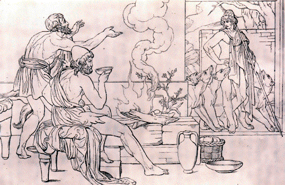 Illustration: Eumaios and Telemachus