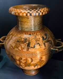 Painted vessel with Achilles pursuing Polyxena